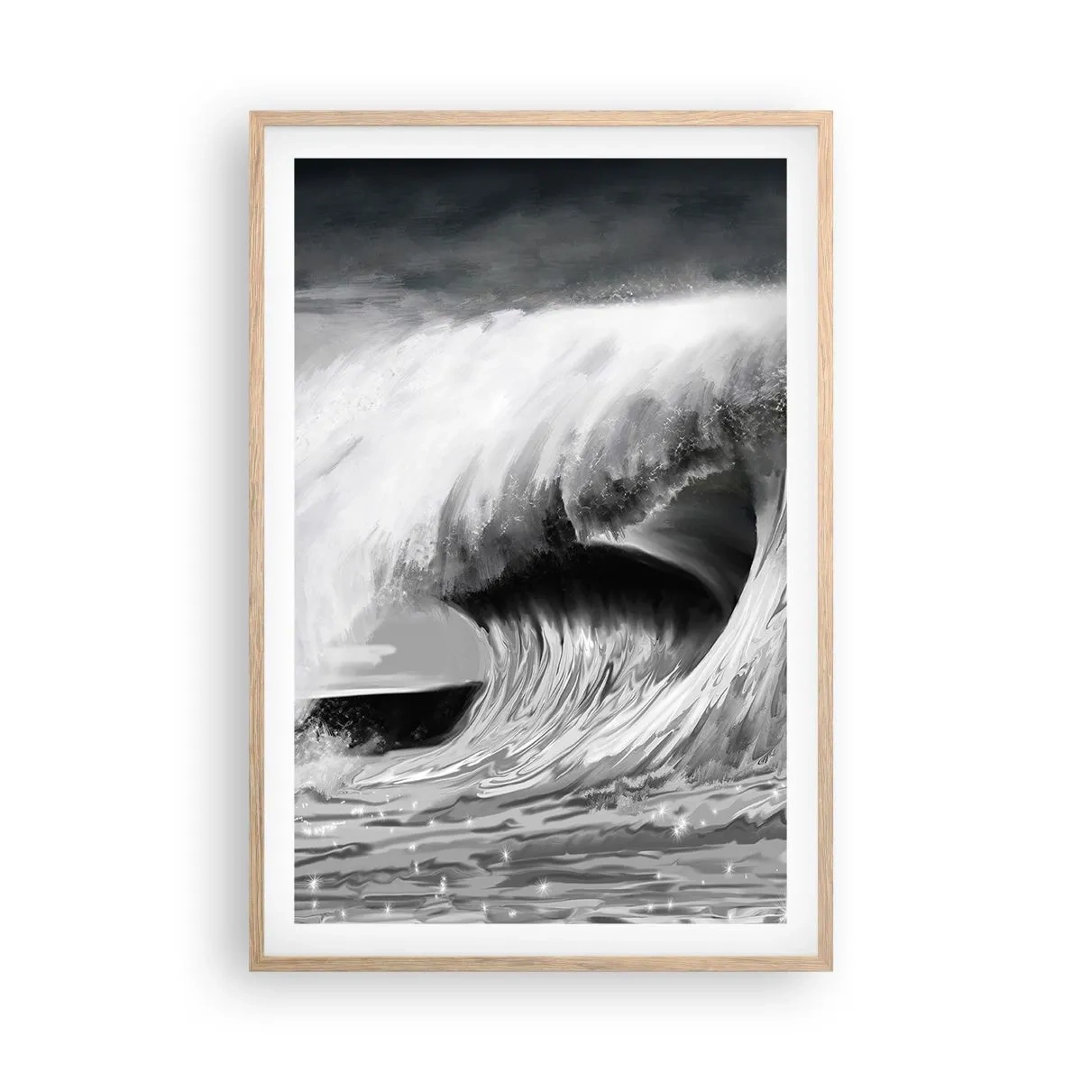 Poster in light oak frame - Wrath of the Ocean - 61x91 cm