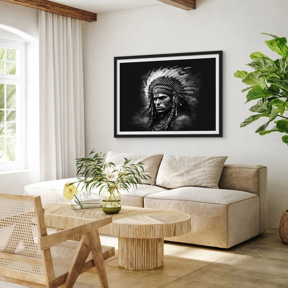 Poster in black frame - Chief and Warrior - 40x30 cm