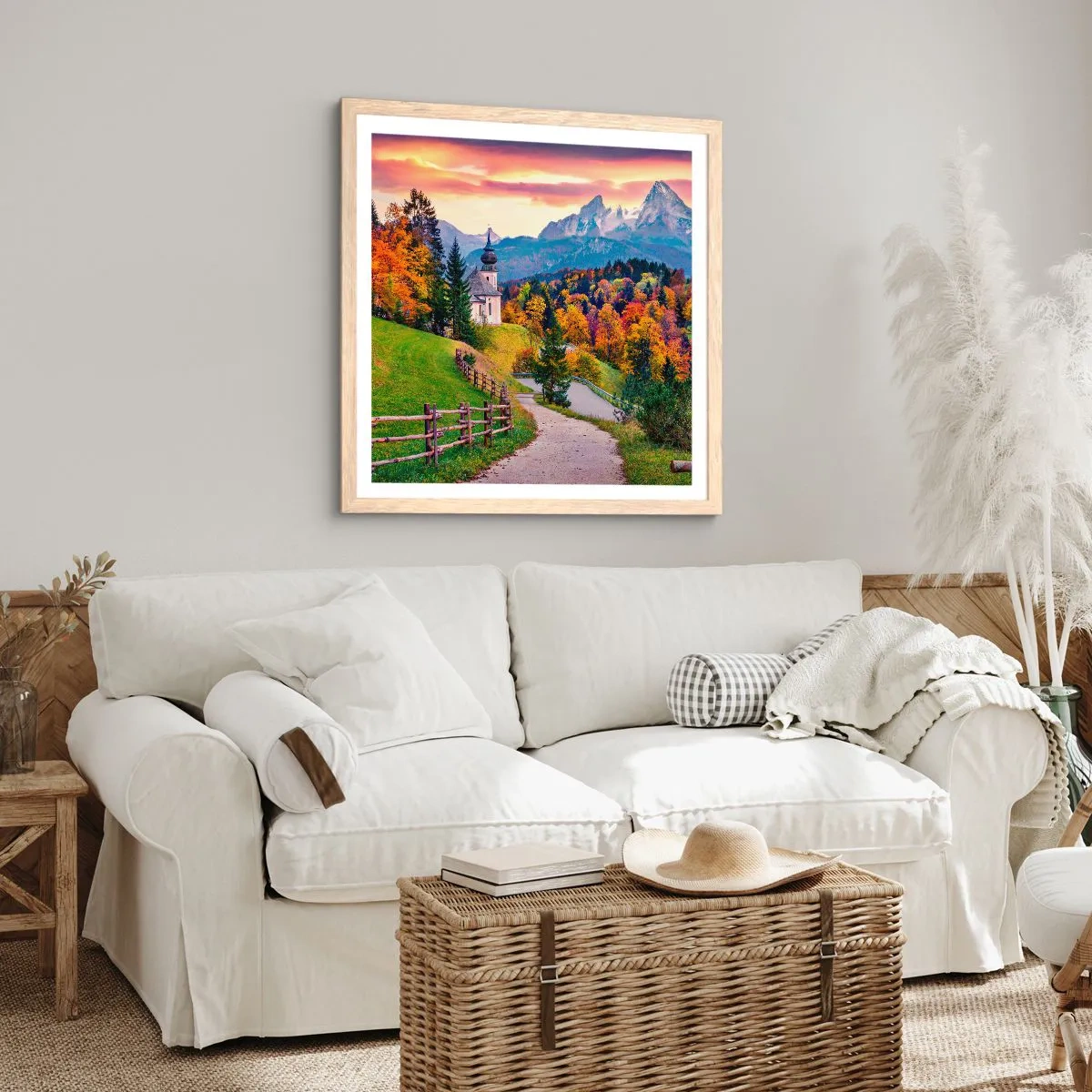 Poster in light oak frame - Landscape Like a Picture - 30x30 cm