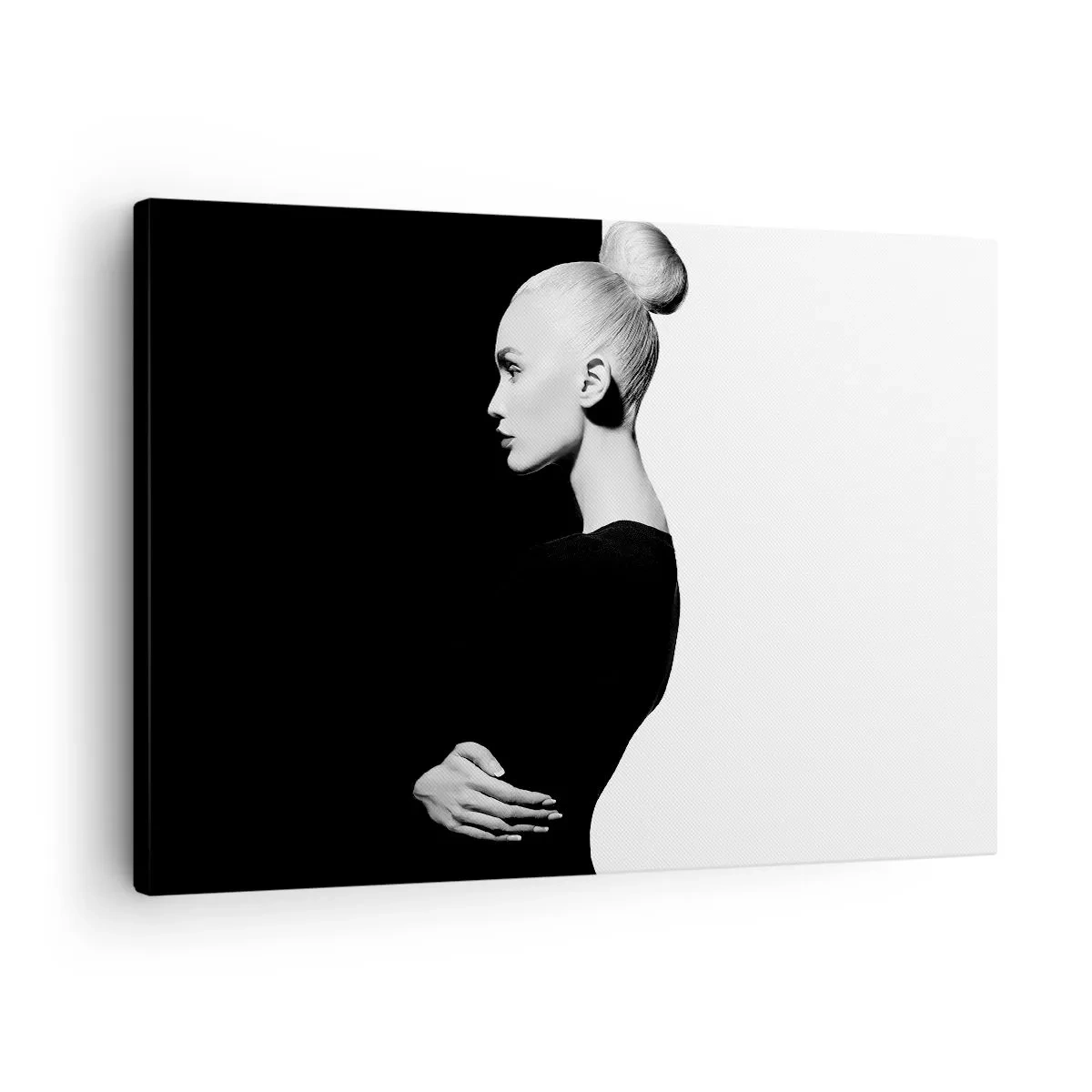 Canvas picture - Stylish portrait of a woman against a black and white background - 70x50cm - Simply a Woman - Modern wall decoration for the living room and bedroom ARTTOR
