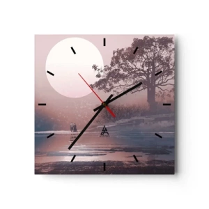 Wall clock - Clock on glass - Night Quirks - 30x30 cm