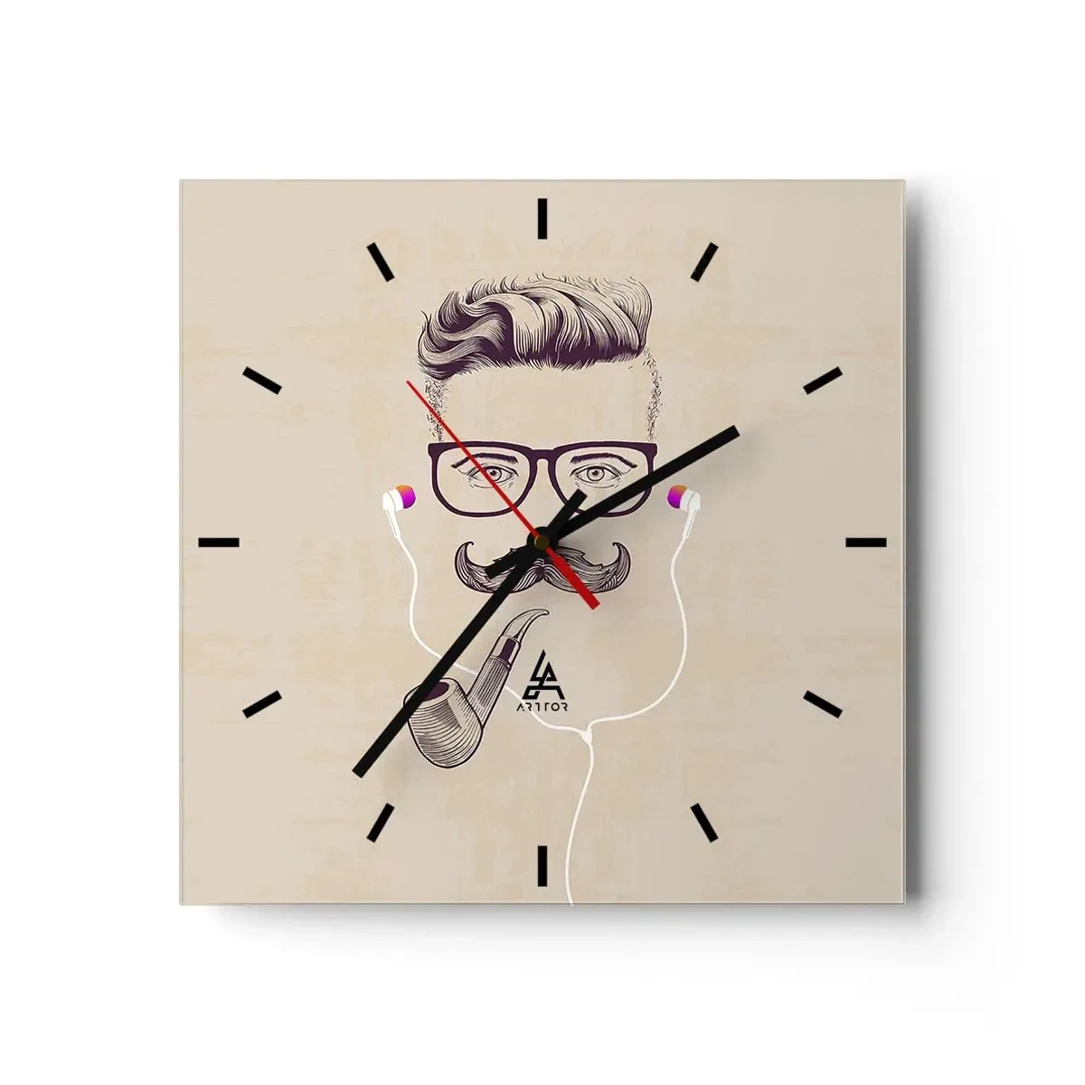 Wall clock - Clock on glass - A Real Man? - 30x30 cm