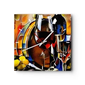 Wall clock - Clock on glass - And The World Fills With Colours - 30x30 cm