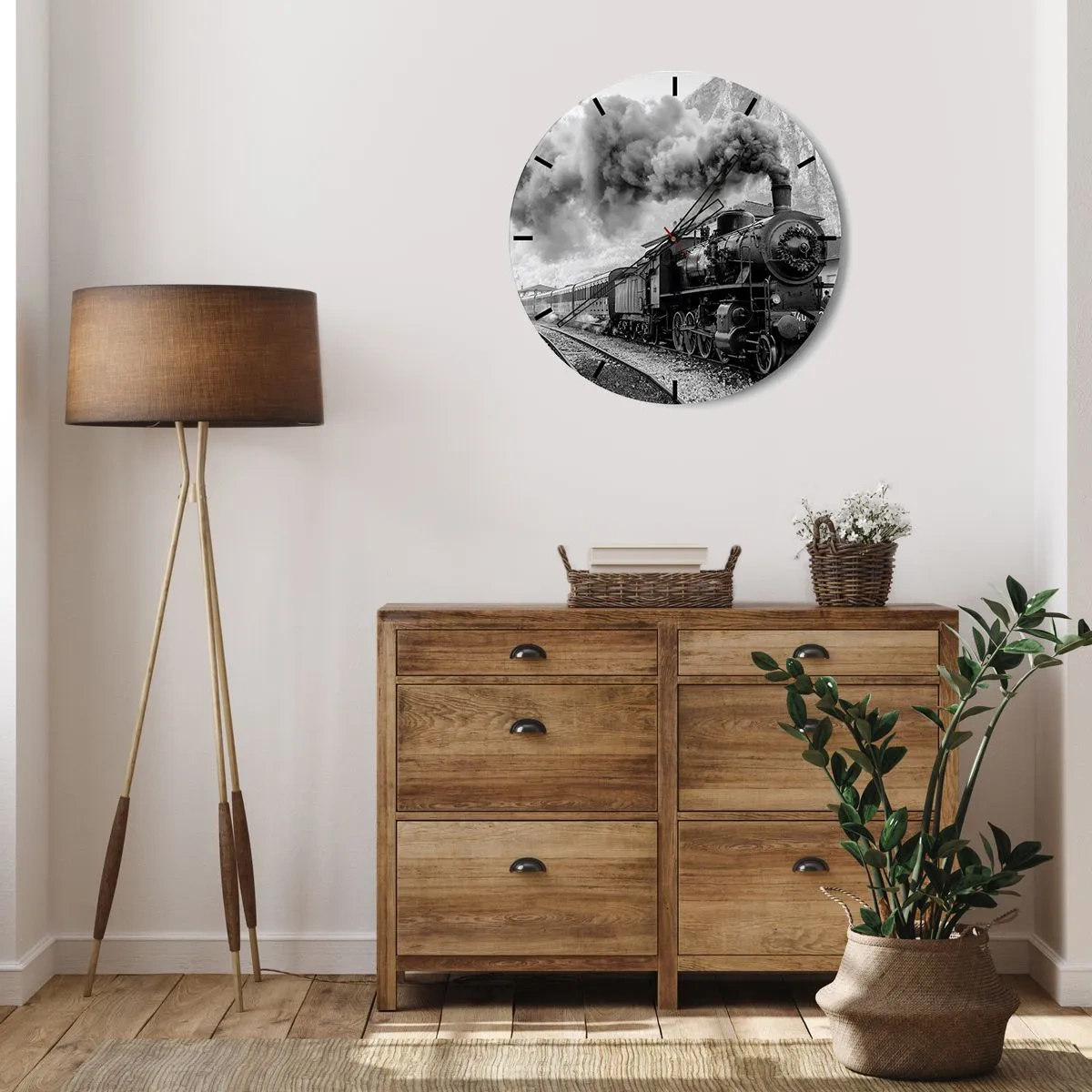 Wall clock - Clock on glass - Standing at the Station... - 30x30 cm