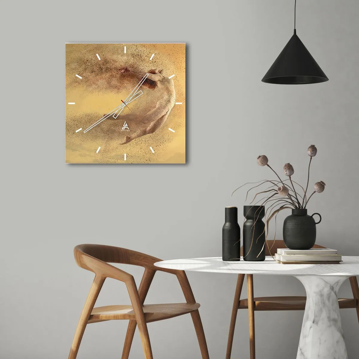 Wall clock - Clock on glass - In Dancing Exaltation - 30x30 cm