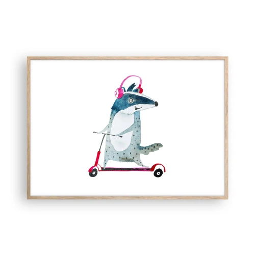 Poster in light oak frame - Joys of a Badger - 100x70 cm