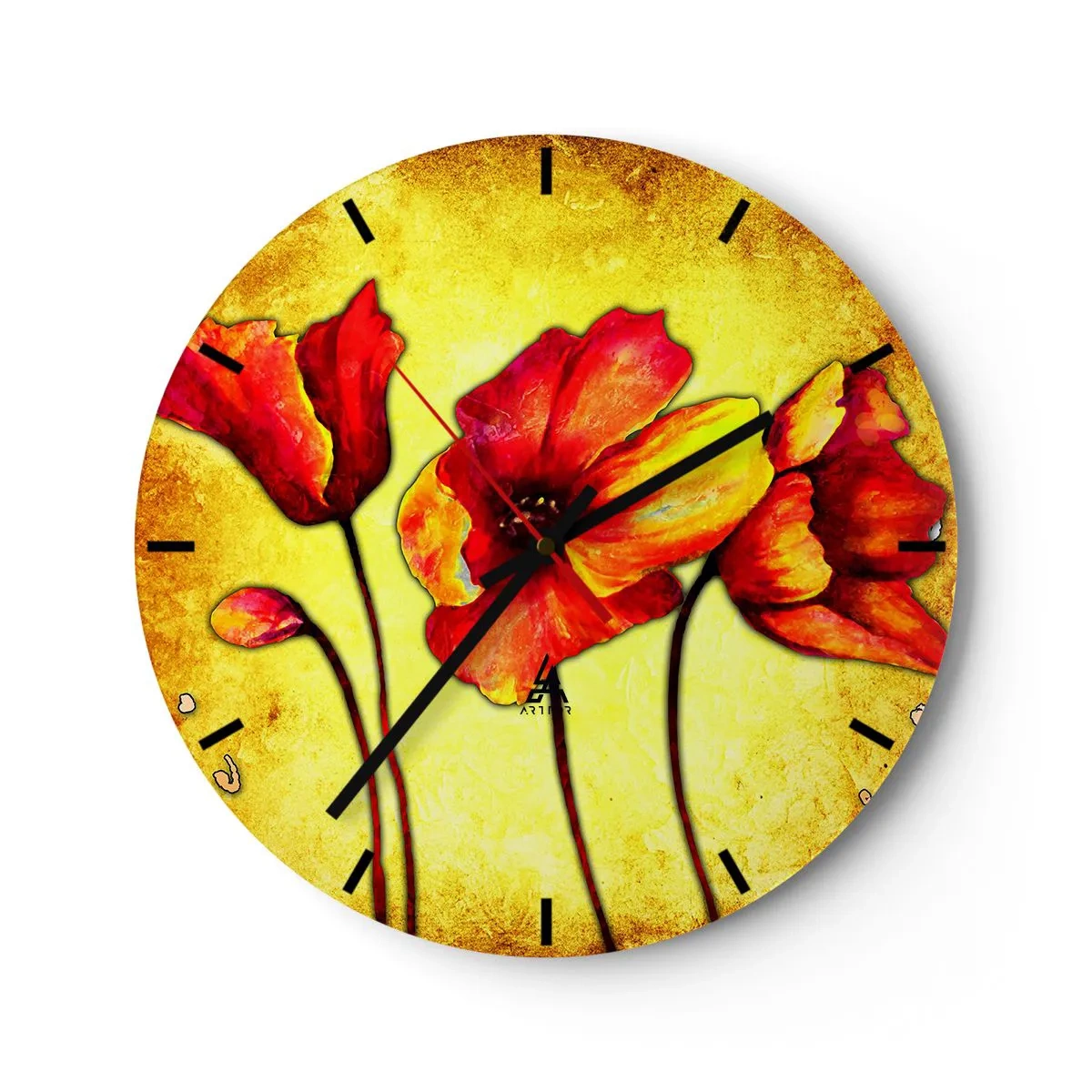 Wall clock - Clock on glass - In Art Nouveau Decoration - 40x40 cm