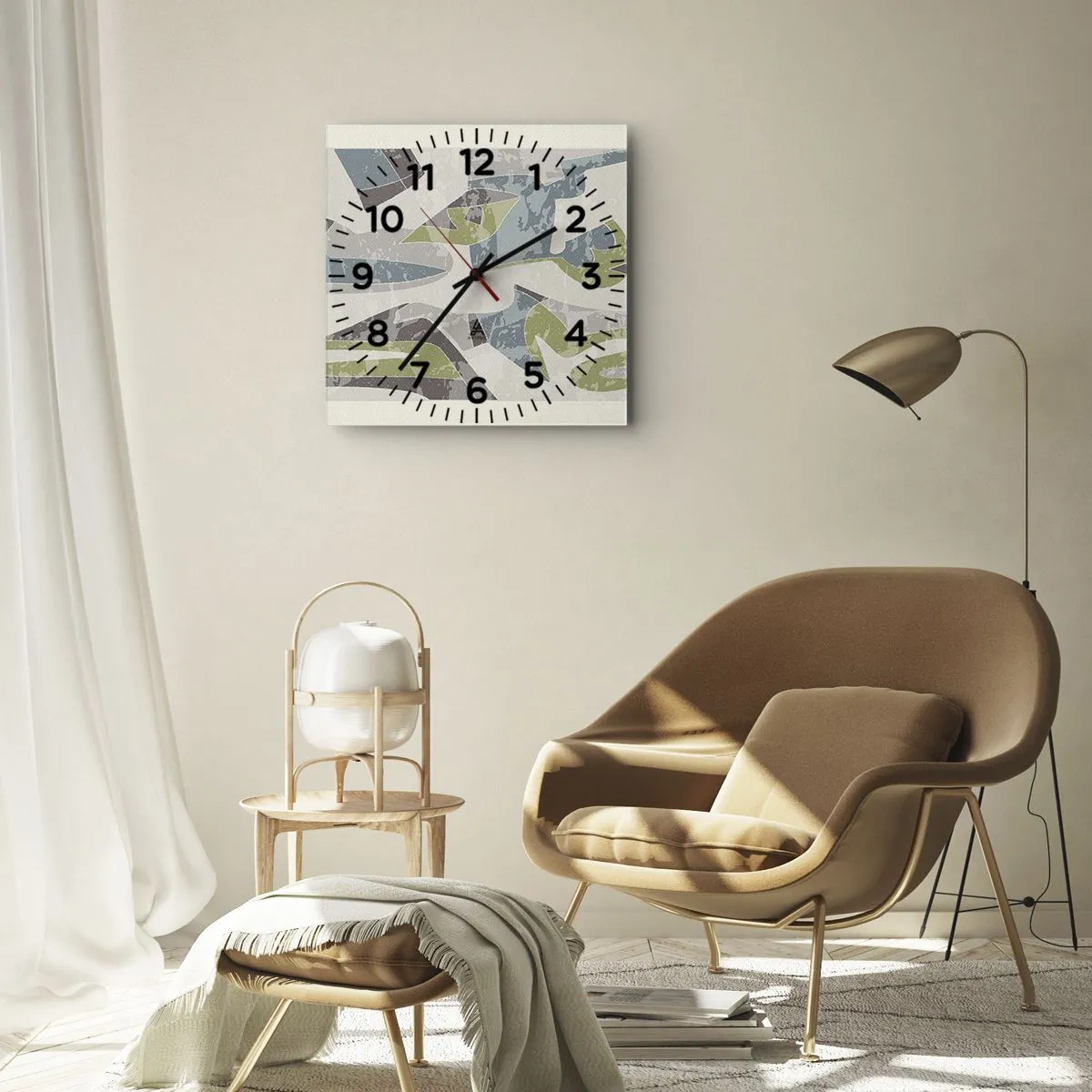 Wall clock - Clock on glass - Composition with Window Pane - 40x40 cm