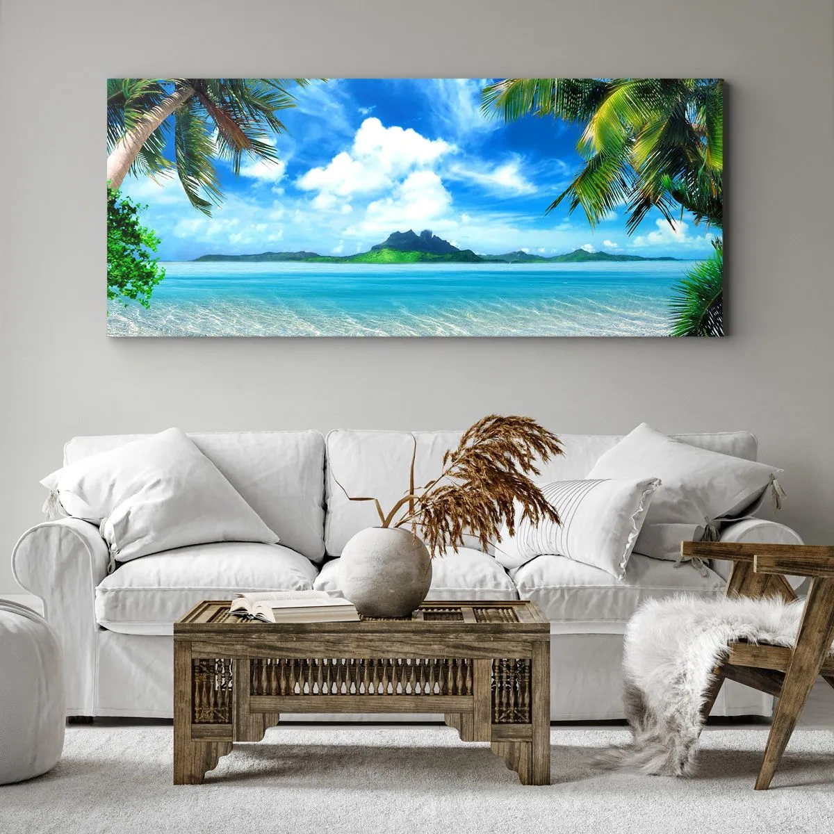 Canvas picture - Blue Tropics - 90x30 cm
