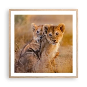 Poster in light oak frame - Do Not Disturb! We Are Playing - 60x60 cm