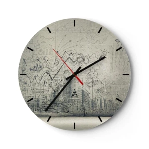 Wall clock - Clock on glass - My Wonderful City Life - 40x40 cm