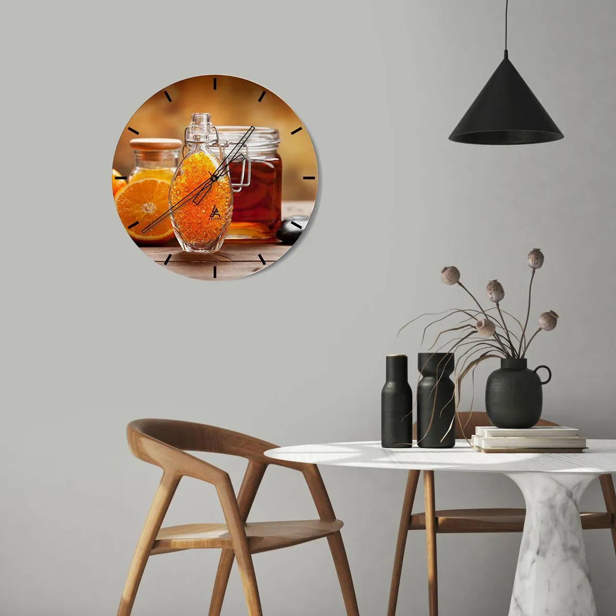 Wall clock - Clock on glass - Sunny Flavours and Aromas - 40x40 cm