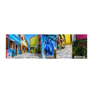 Photo Wallpaper Sample Self-Adhesive Deluxe Sticker - Sweet, Pastel Alley  - City, Bicycles, Alley - 100x30 cm