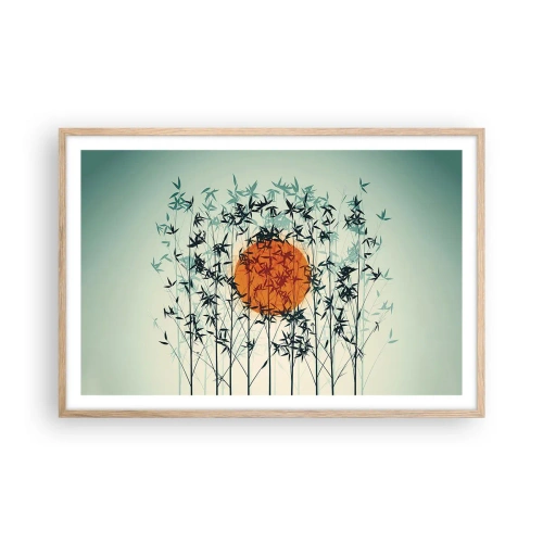Poster in light oak frame - Japanese Sun - 91x61 cm