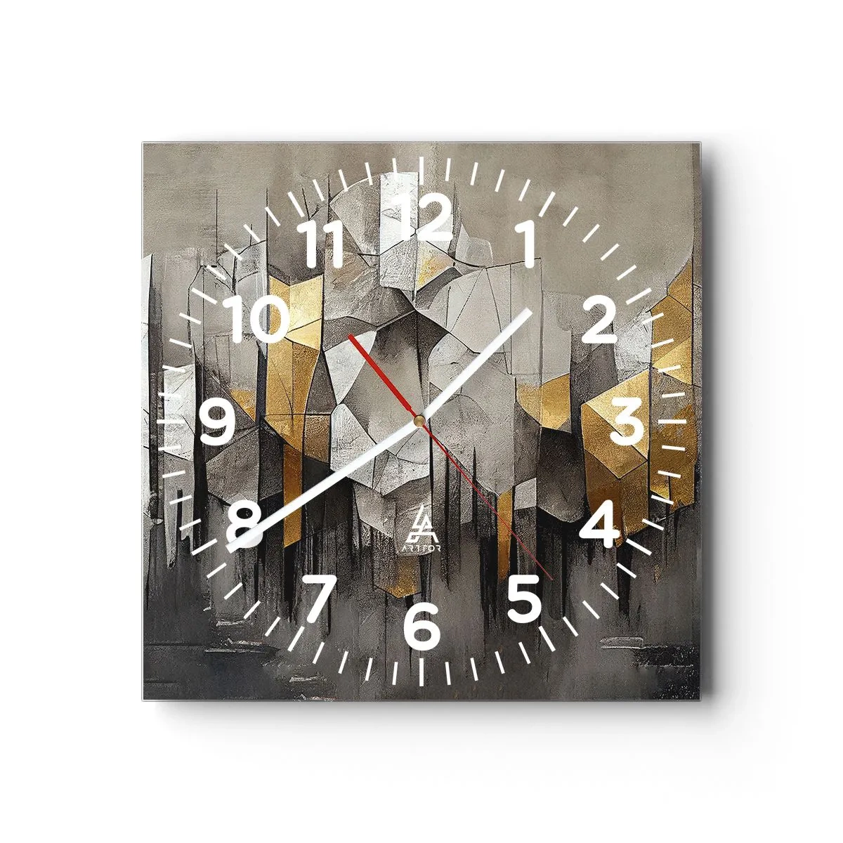 Wall clock - Clock on glass - Composition of Ice and Light - 40x40 cm
