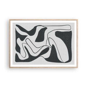 Poster in light oak frame - Abstract Fun in a Maze - 100x70 cm