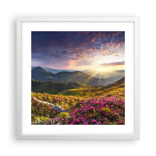 Poster in white frmae - Freshness of Mountain Morning - 40x40 cm