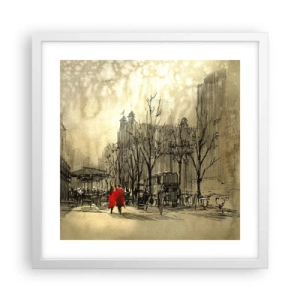 Poster in white frmae - A Date in London Fog - 40x40 cm