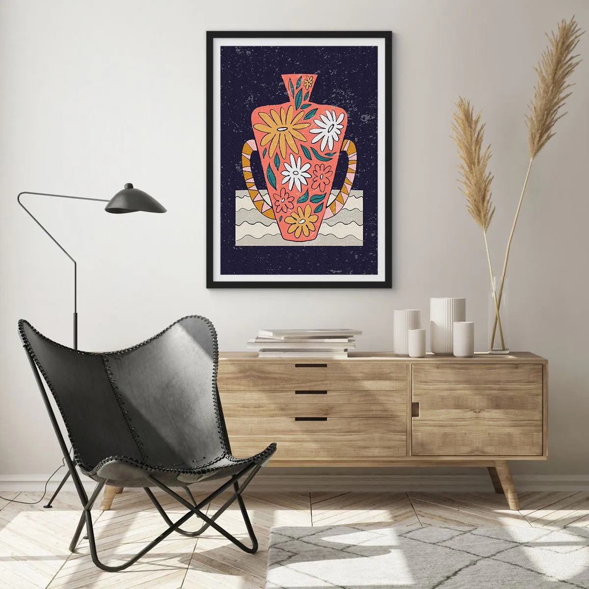 Poster in black frame - Painted Vase - 40x50 cm