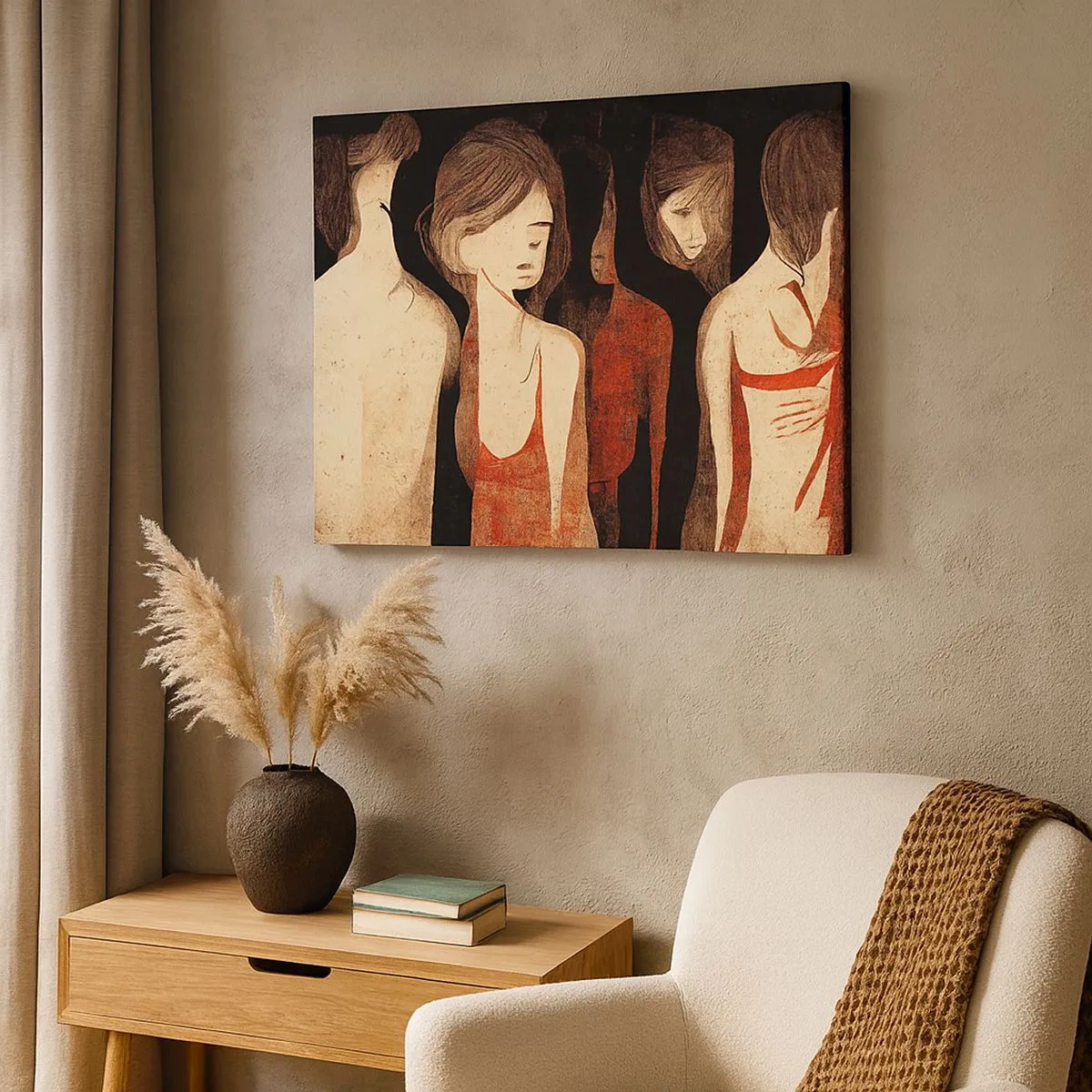 Canvas picture - Artistic figures in an abstract composition - 70x50cm - Madonnas from Darkness - Modern wall decoration for the living room and bedroom ARTTOR