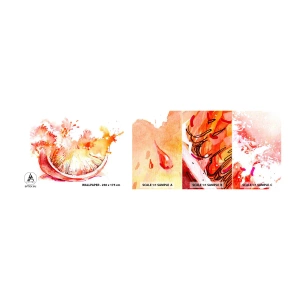 Photo Wallpaper Sample Self-Adhesive Deluxe Sticker - Juicy  Refreshment - Abstraction, Orange, Graphics - 100x30 cm
