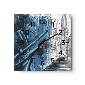 Wall clock - Clock on glass - City Rhapsody - 40x40 cm