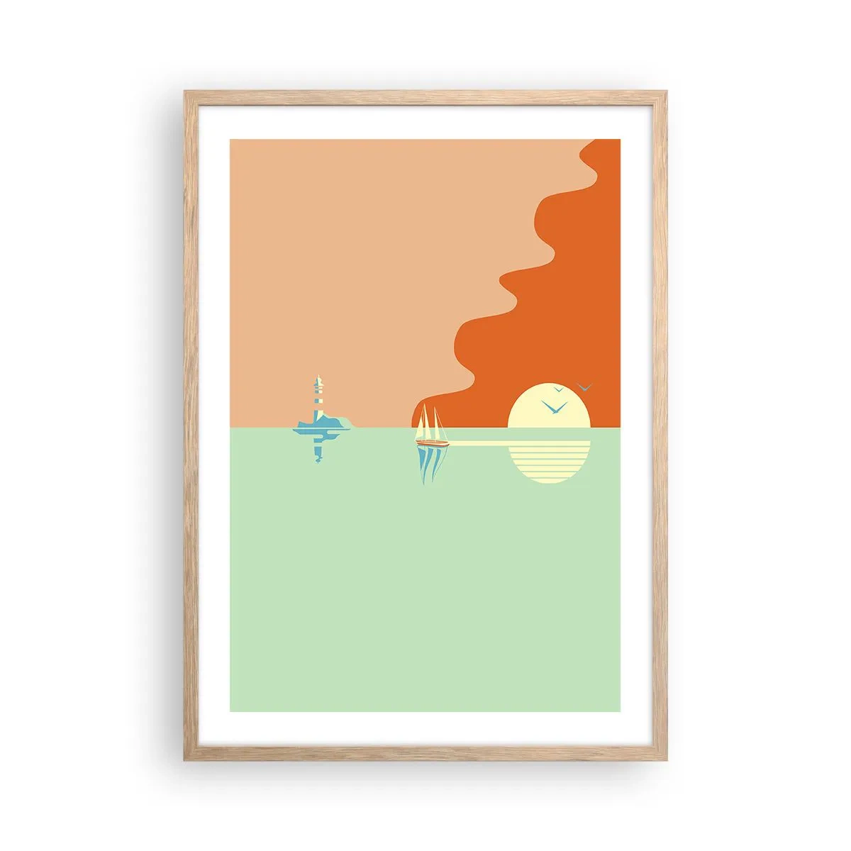 Poster in light oak frame - Ideal Sea Landscape - 50x70 cm