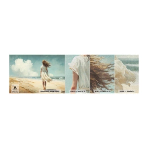 Photo Wallpaper Sample Premium Canvas - Meeting the Sun aand the Wind - Girl, Beach, Walk - 100x30 cm