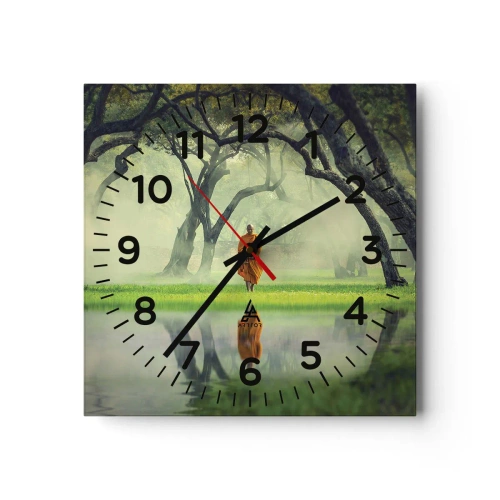 Wall clock - Clock on glass - On the Way to Enlightenment - 40x40 cm