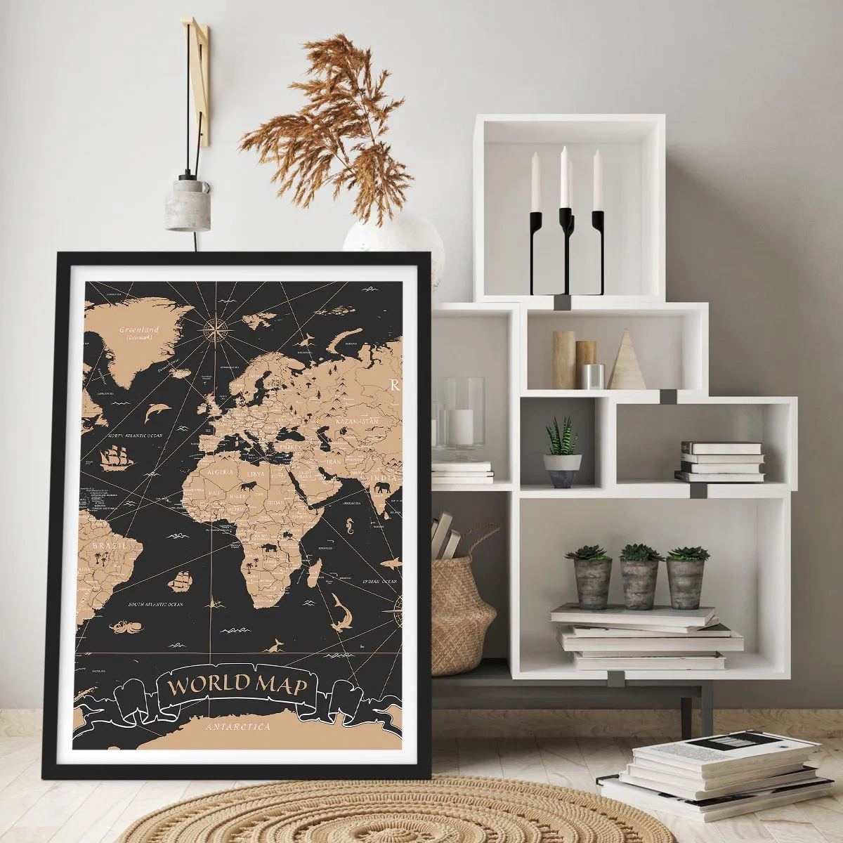 Poster in black frame - Borders of My World - 30x40 cm