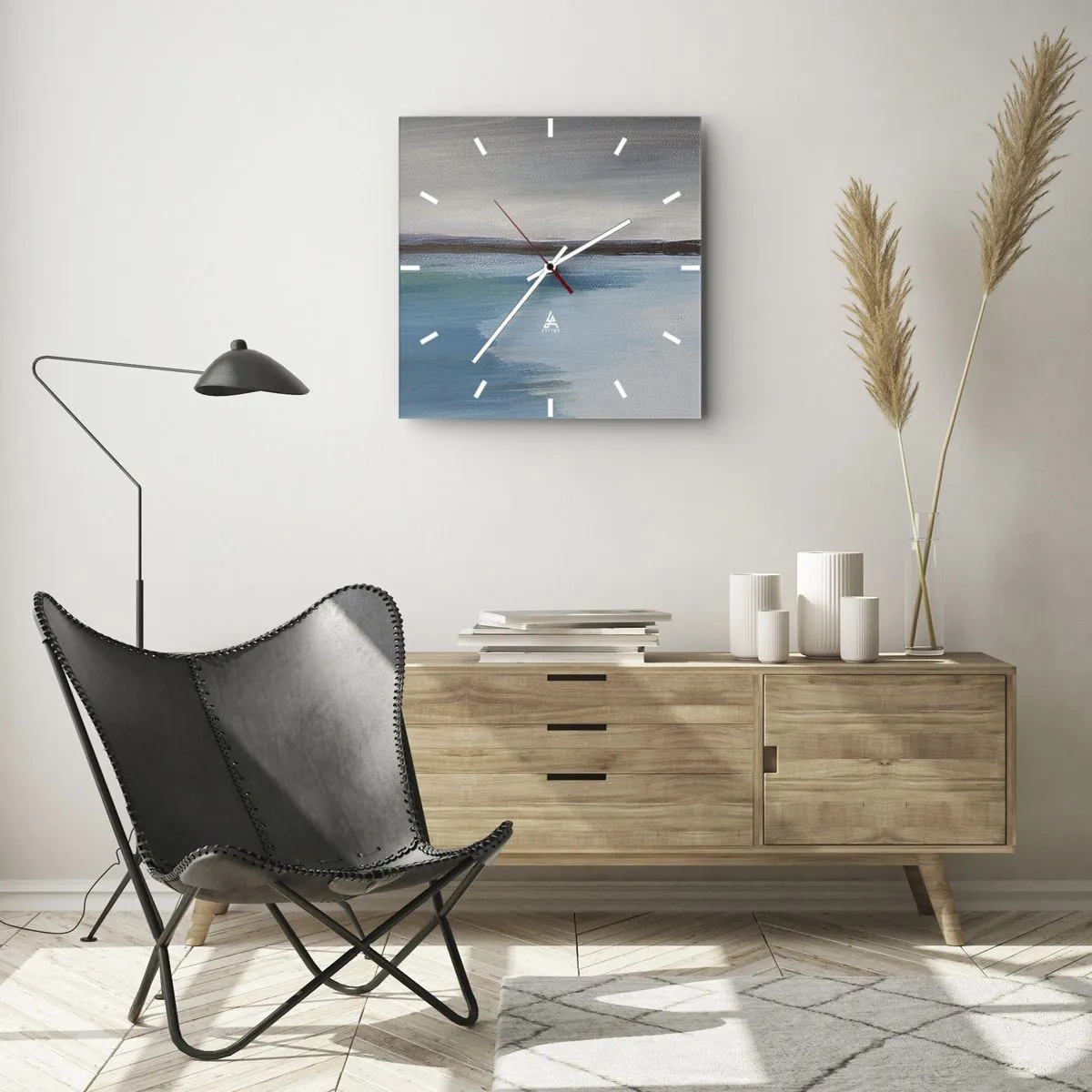 Wall clock - Clock on glass - Horizontal Landscape - 30x30 cm