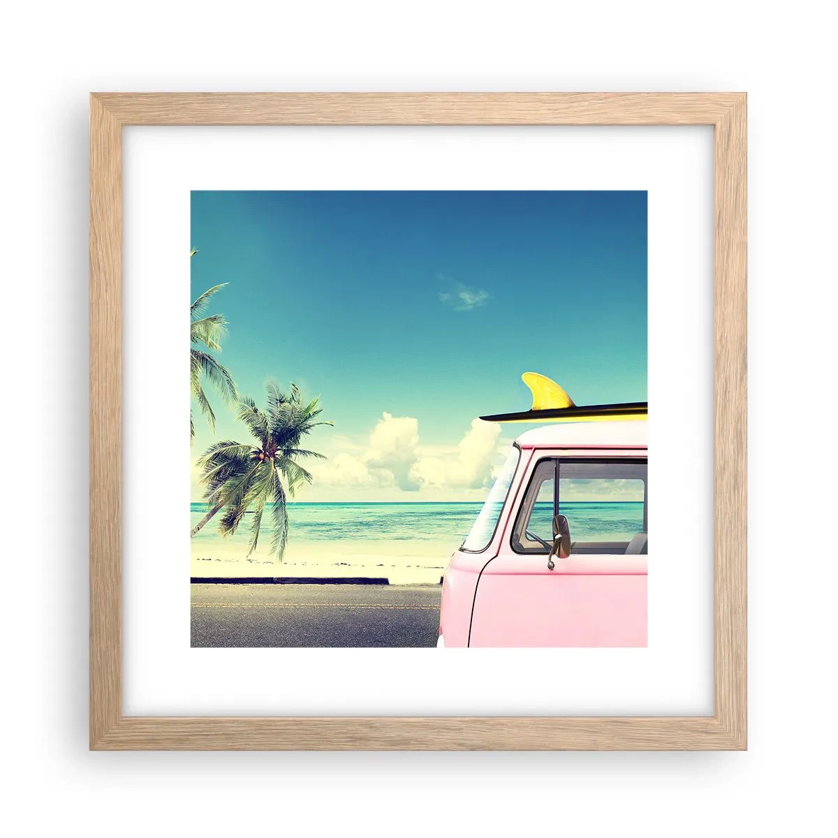 Poster in light oak frame - Holiday Time - 30x30 cm