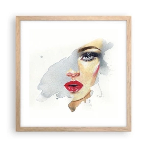 Poster in light oak frame - Reflection in a Waterdrop - 40x40 cm