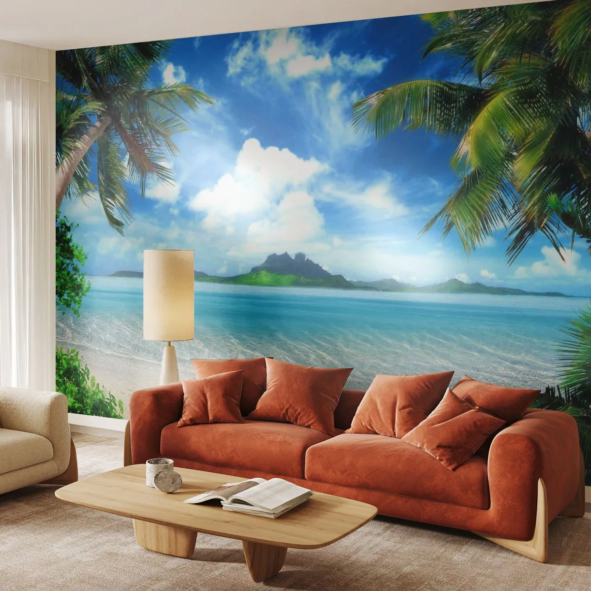 Custom Wallpaper Standard Eco - Blue Tropics - Landscape, Ocean, Beach