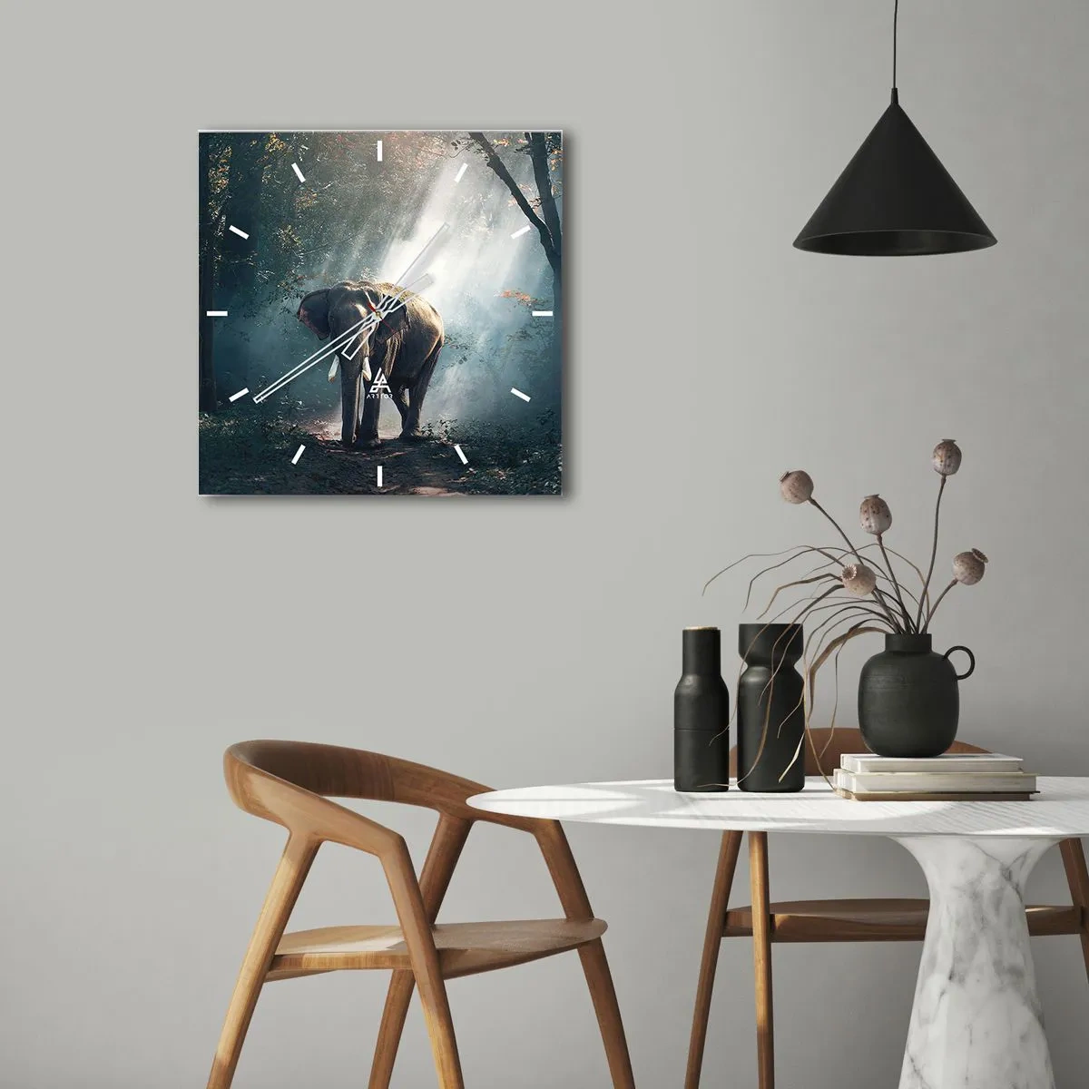 Wall clock - Clock on glass - Quiet Stroll - 40x40 cm