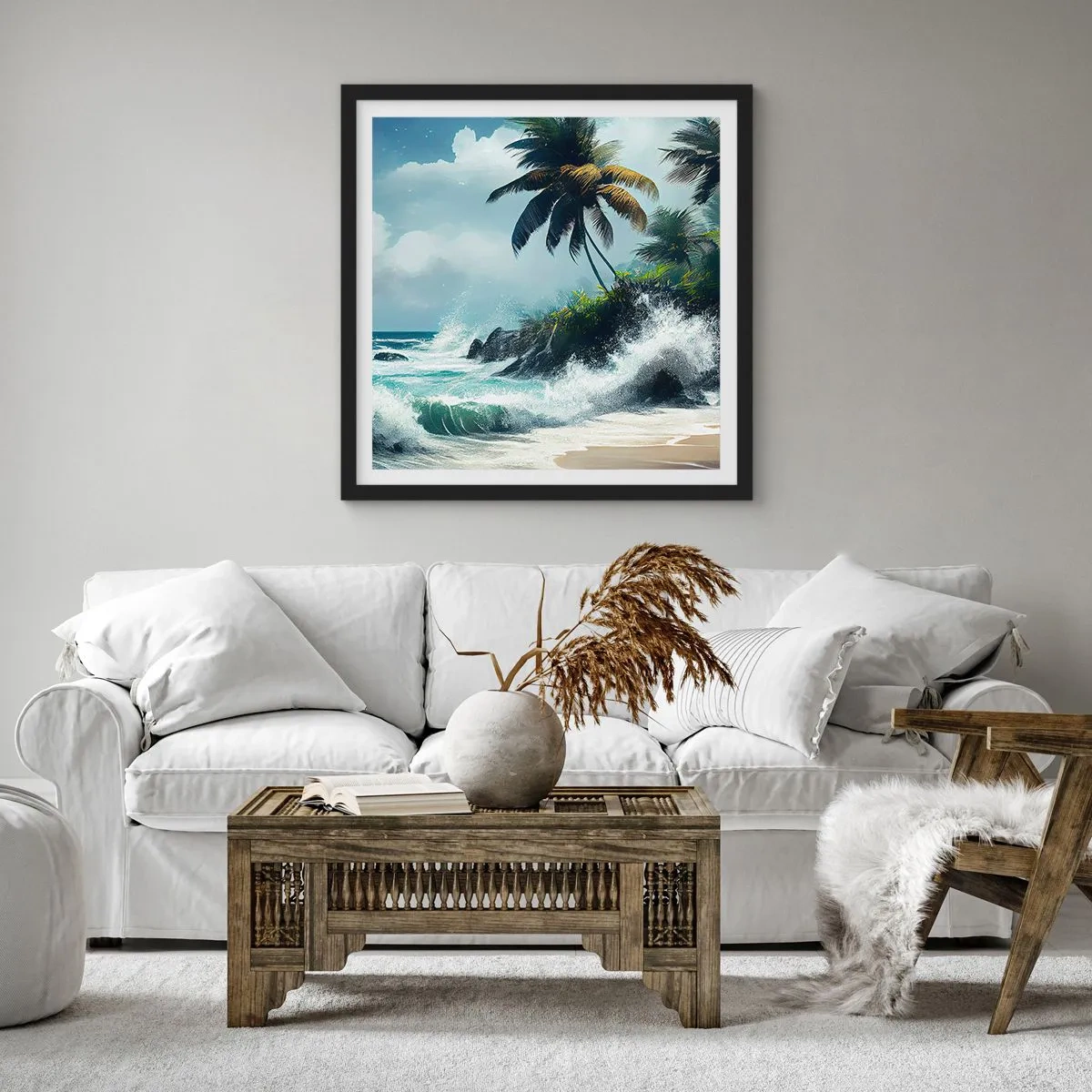 Poster in black frame - On a Tropical Shore - 30x30 cm