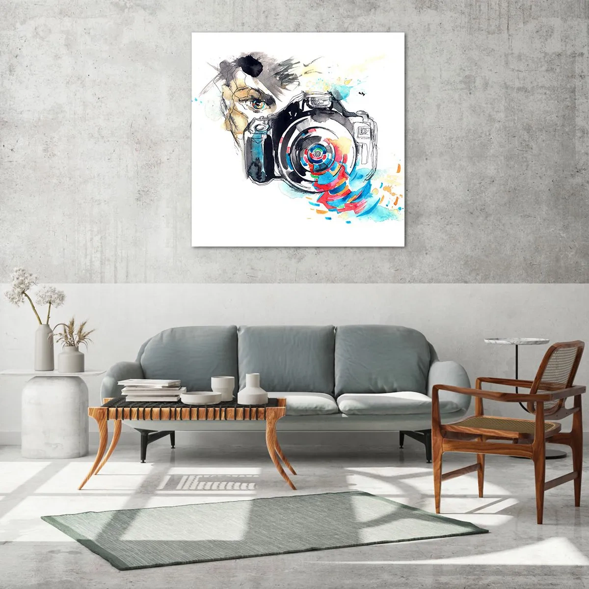 Glass picture - In the Eye of the Lens - 70x70 cm