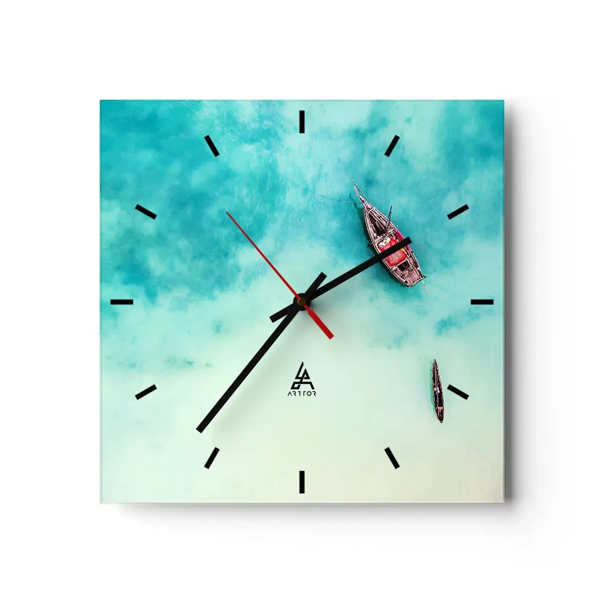 Wall clock - Clock on glass - On the Beaches of Zanzibar, When the Tide Is High - 40x40 cm