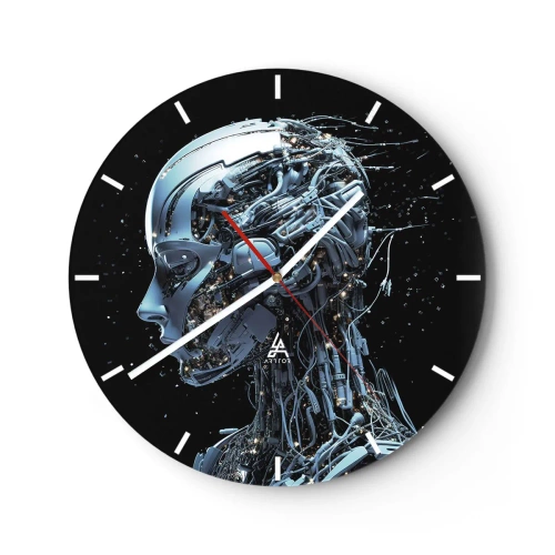 Wall clock - Clock on glass - Technology Is a Woman - 40x40 cm