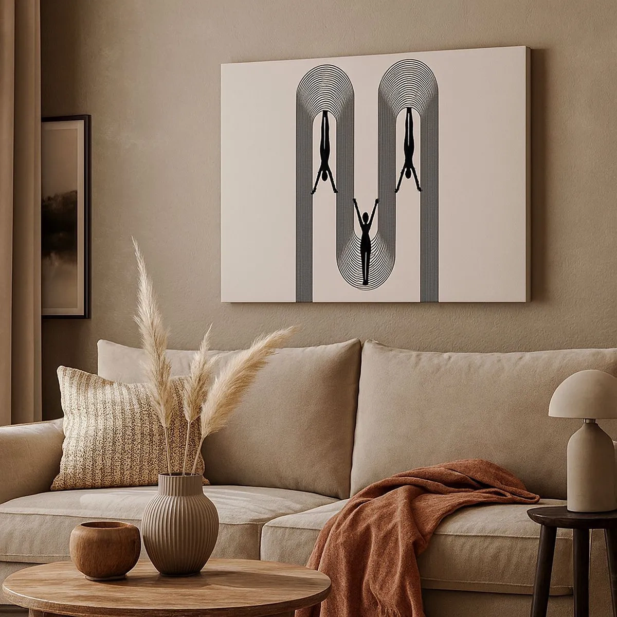 Canvas picture - Geometric silhouettes on a beige background - 70x50cm - Upside Down - Modern wall decoration for the living room and bedroom ARTTOR