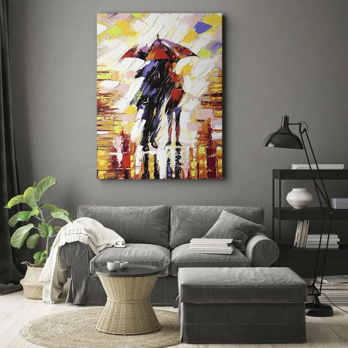 Canvas picture - Together through Night and Rain - 45x80 cm