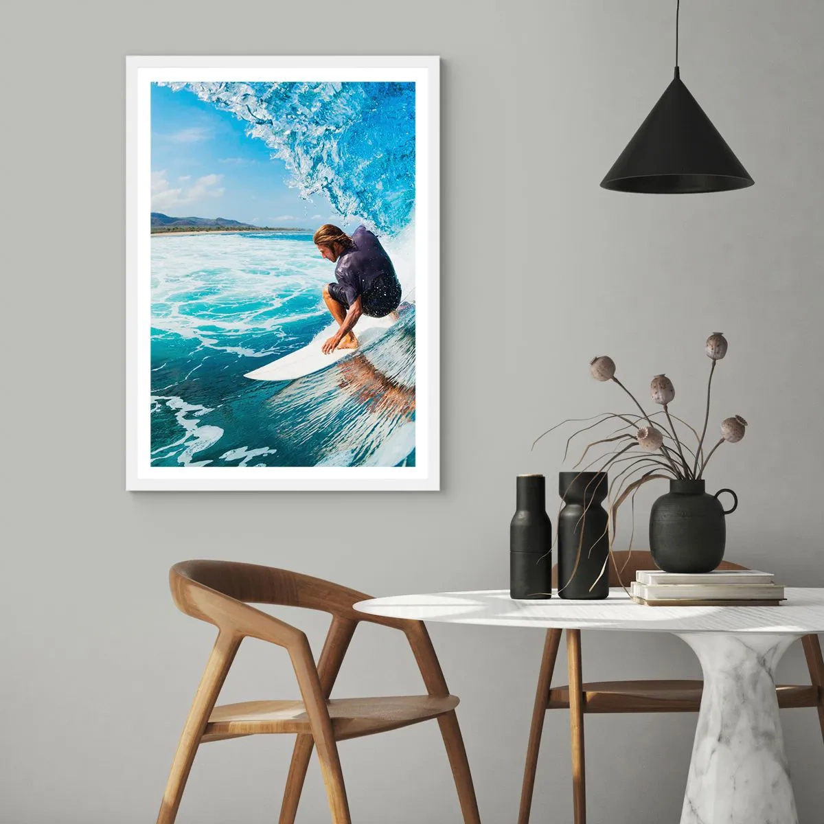 Poster in white frmae - Dancing with Waves - 30x40 cm
