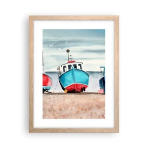 Poster in light oak frame - Ready for Fishing - 30x40 cm