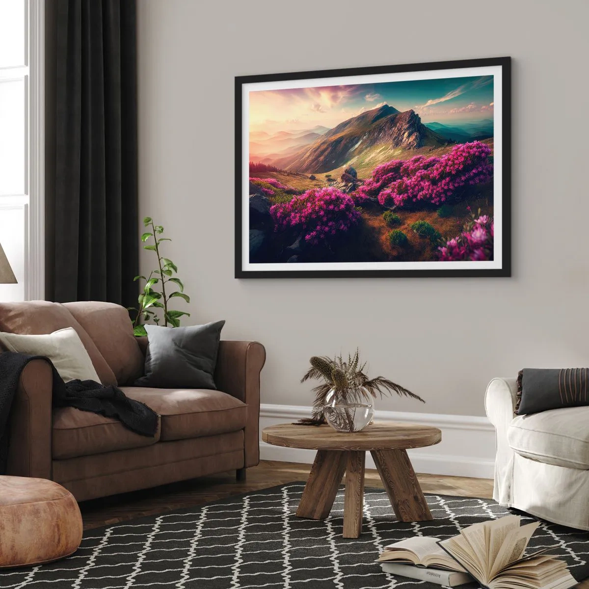 Poster in black frame - Summer in the Mountains - 70x50 cm