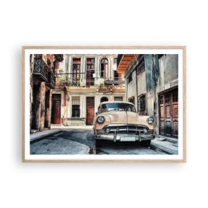 Poster in light oak frame - Siesta in Havana - 100x70 cm