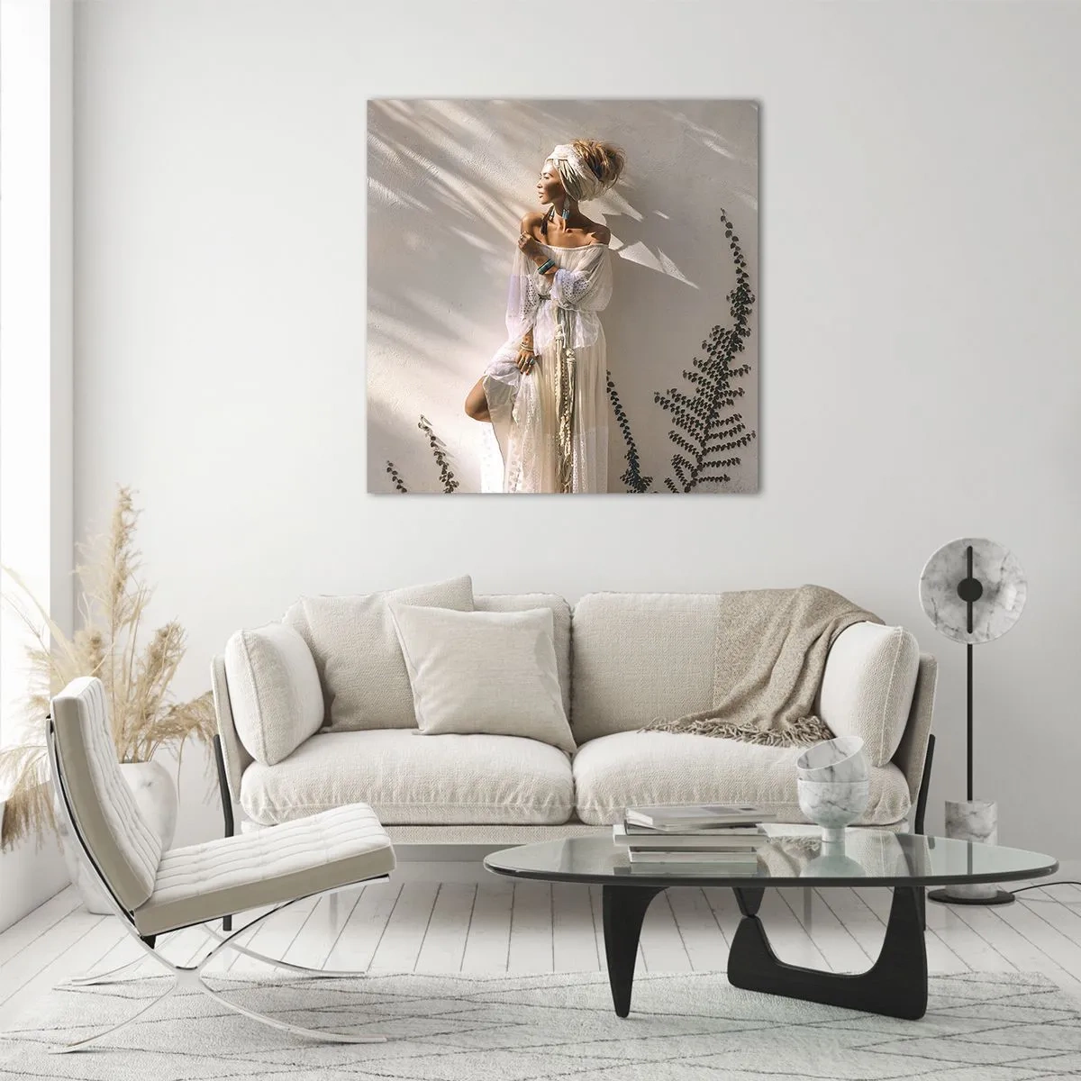 Glass picture - Sun and Girl - 60x60 cm