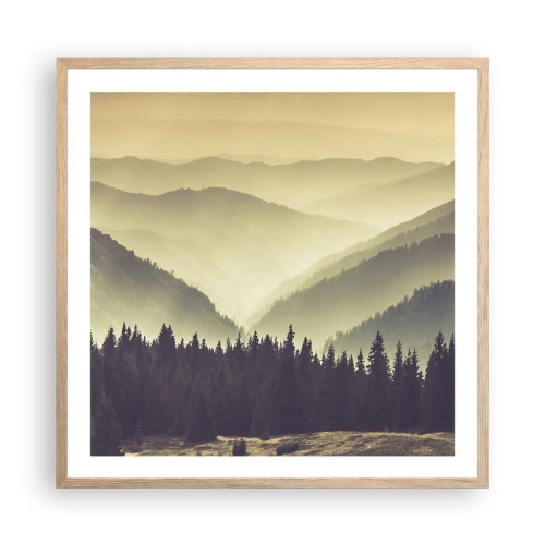 Poster in light oak frame - In a Faraway Land, Past the Mountains - 60x60 cm