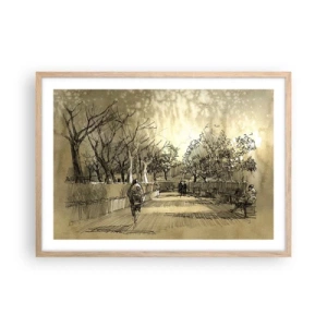 Poster in light oak frame - Moment Stopped with a Feather - 70x50 cm