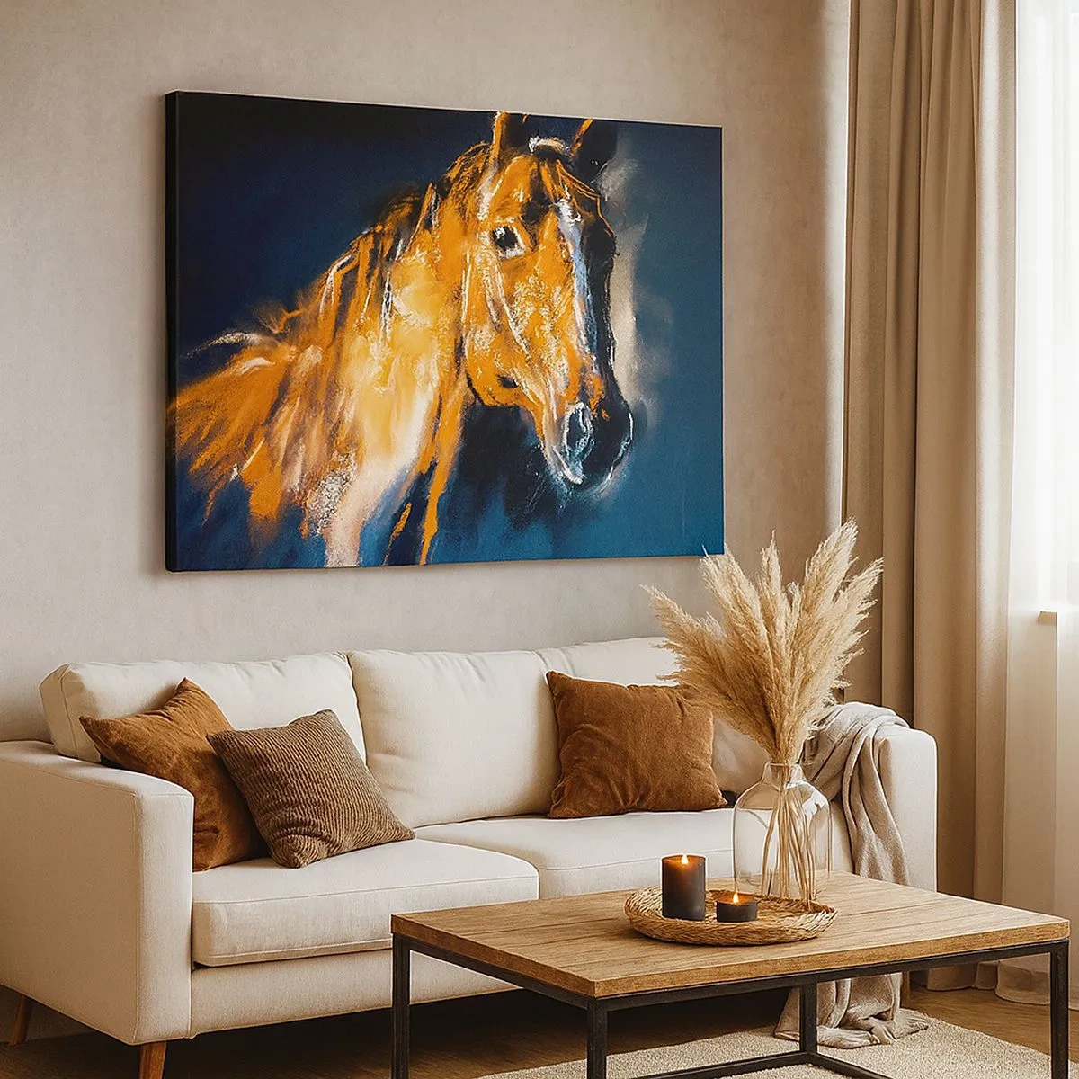 Canvas picture - Portrait of a horse in a dynamic, painterly style - 70x50cm - So What, Are You Coming? - Modern wall decoration for the living room and bedroom ARTTOR