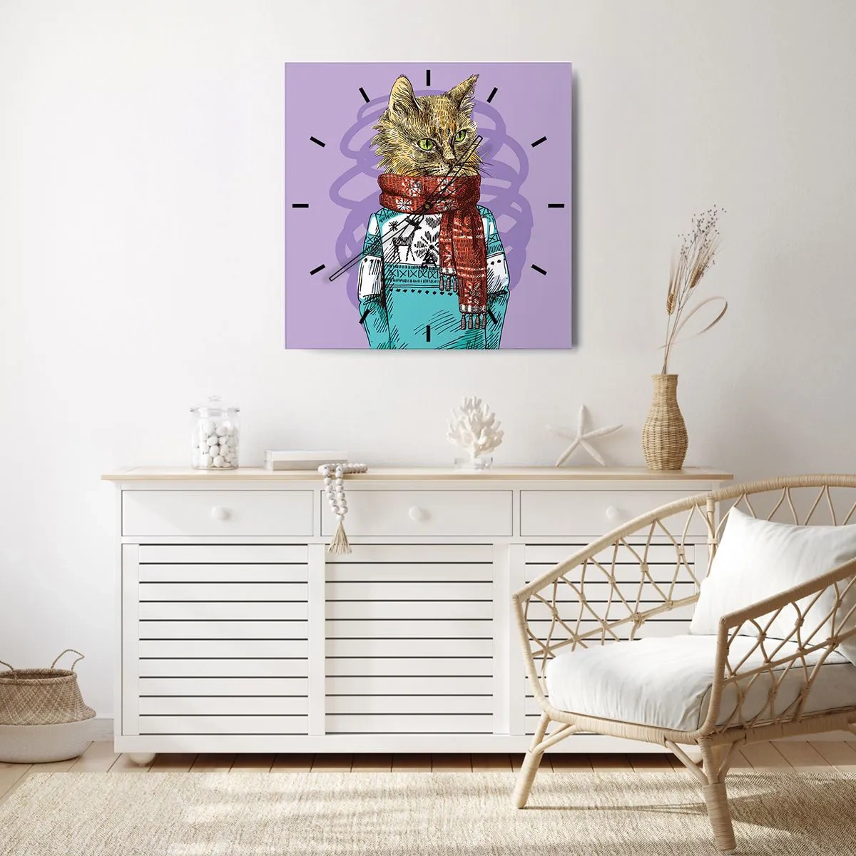 Wall clock - Clock on glass - Cat Not Only in Boots - 40x40 cm